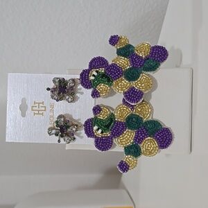 Mardi Gras Poodle Beaded Earrings
